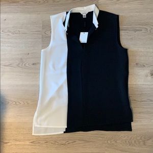 Calvin Klein multi texture black and white blouse